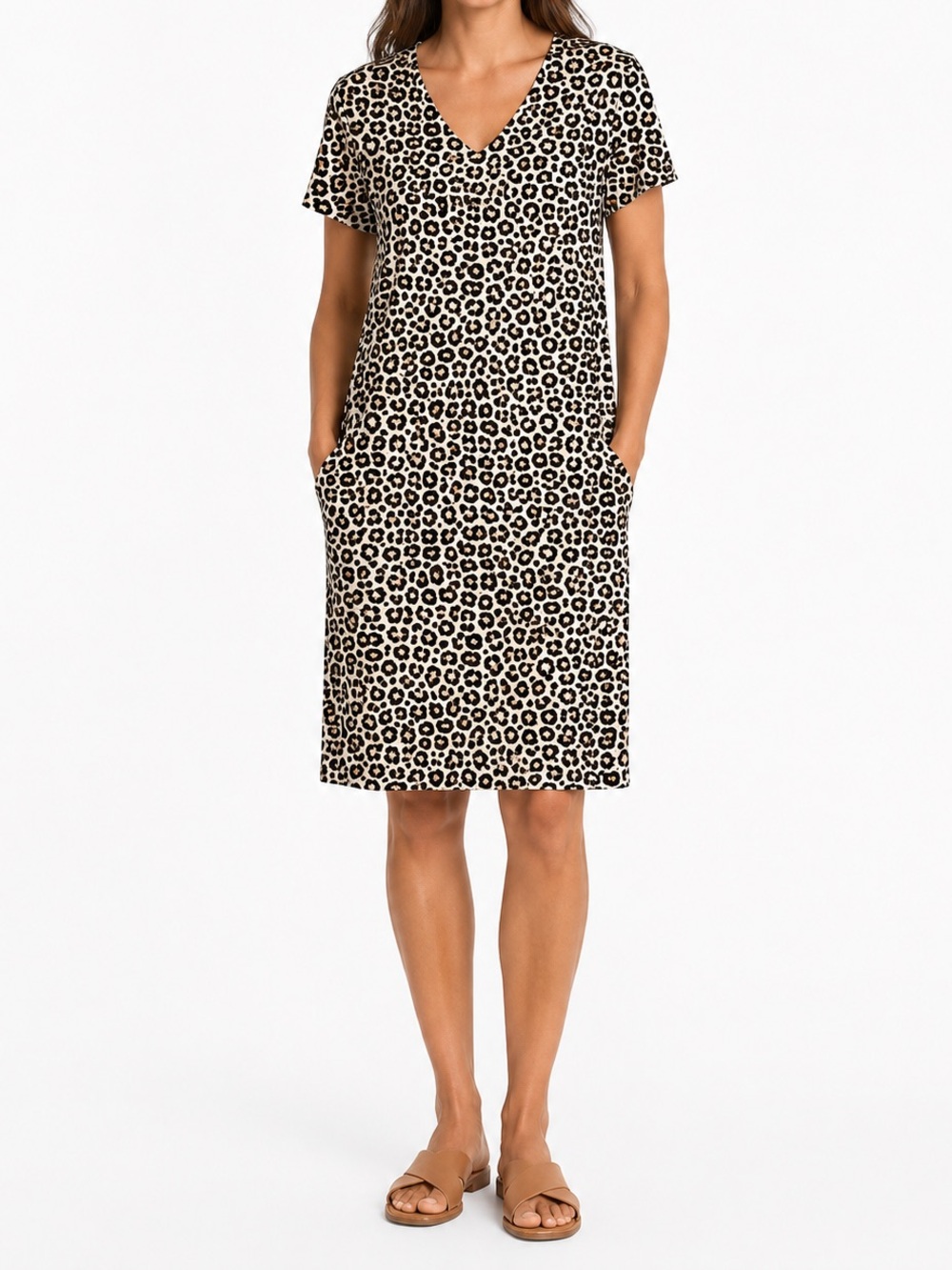 Old Navy XXL Tall Leopard Print Knit Dress Elastic Waist Stretch